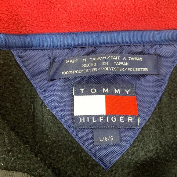 Tommy Hilfiger Outdoors Spell Out Fleece Jacket Vtg 90s Striped Embroidered L - Picture 6 of 6
